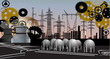Vector: composition with dark industrial landscape composition with dark industrial landscape