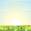 Illustration: Easter Background. Eggs in Green Grass. Easter Background. Eggs in Green Grass.