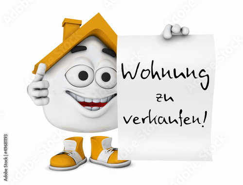 Illustration: Kleines 3D Haus Orange - Wohnung zu verkaufen! Kleines 3D Haus Orange - Wohnung zu verkaufen!