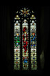 Stained glass inside famous Rouen cathedral