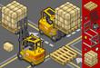 isometric forklift in two different positions