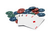 four aces with poker chips