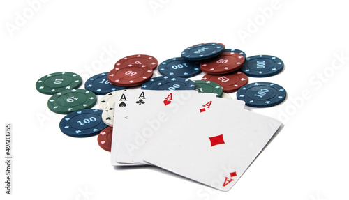 Photo: four aces with poker chips four aces with poker chips