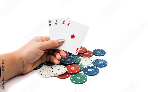 Photo: four aces with poker chips four aces with poker chips