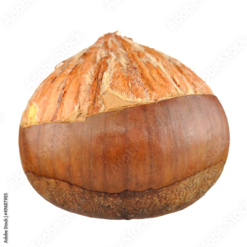 Photo: Half Peeled Chestnut Isolated on White Background Half Peeled Chestnut Isolated on White Background