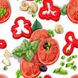 Seamless ornament with delicious and fresh vegetables