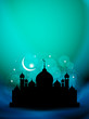 Artistic religious eid background with mosque.