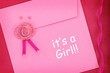 Baby pink envelope with sealing wax stamp