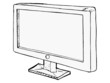 hand drawn, vector, cartoon illustration of monitor