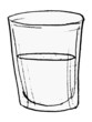 Hand drawn, vector, sketch illustration of glass with water