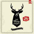 Christmas vintage vector greeting card with premium label