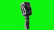vintage microphone loop rotate on green chromakey background