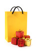 Yellow bag and gifts
