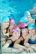 happy children group  at swimming pool