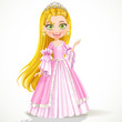 Lovely little princess in a tiara and a pink ball gown