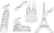 Europe landmark. Vector sketch