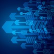 blue techno arrow background stock vector