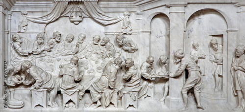 Photo: Bergamo - Baroque relief of Last supper - San Alessandro Bergamo - Baroque relief of Last supper - San Alessandro