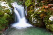 Forest waterfall in Baden-Baden. Europe, Germany.