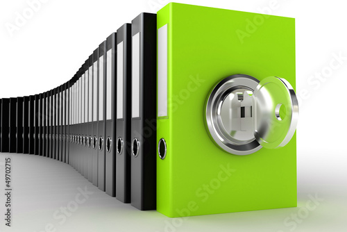 Illustration: data protection with key. Concept of securing data protection with key. Concept of securing