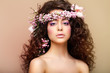 Purity. Virginity. Attractive Charming Woman with Frizzy Hairs