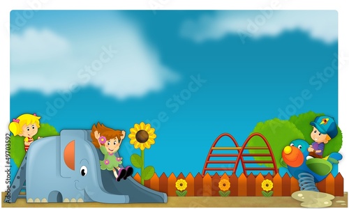 Illustration: The funfair - playground - illustration for the children The funfair - playground - illustration for the children