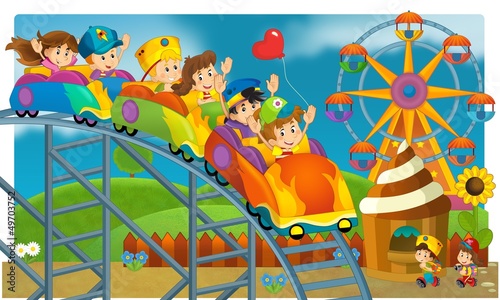 Illustration: The funfair - playground - illustration for the children The funfair - playground - illustration for the children