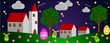 Easter little village in the night