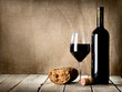 Wine and  bread on the table