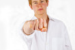 agressive boy shows fist