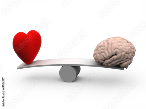 Illustration: seesaw with heart and brain seesaw with heart and brain