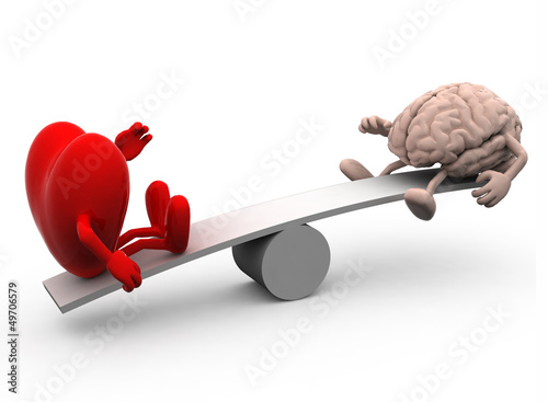 Illustration: seesaw with heart and brain seesaw with heart and brain