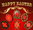 of Easter card with the eggs with gold ornament