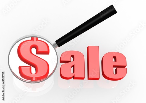 Illustration: Sale and magnifying glass Sale and magnifying glass
