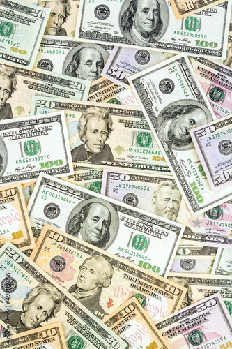 Photo: Viele Dollar Geldscheine Viele Dollar Geldscheine