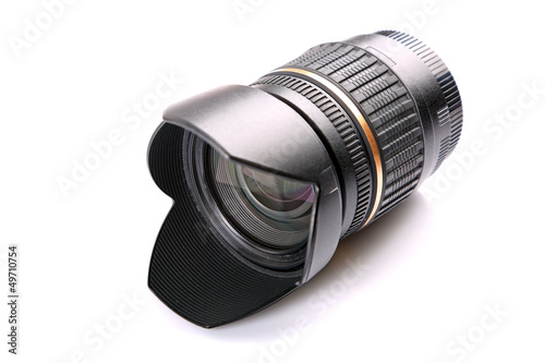 Photo: Camera lens isolated over white background Camera lens isolated over white background