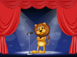 A lion performing on stage