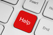 Photo: Red help button on the keyboard close-up . Red help button on the keyboard close-up .