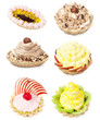 set cakes with fruit and cream