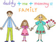 Kids Drawing. Family: mother, father and daughter