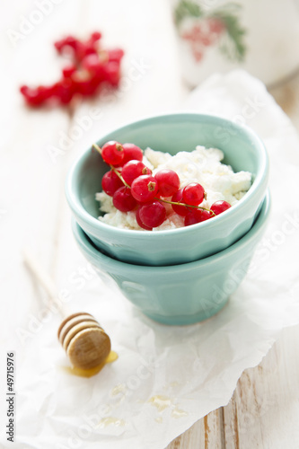 Photo: Fresh cottage cheese with red currant and honey Fresh cottage cheese with red currant and honey