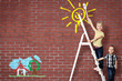 Kids auf der Leiter - mit Malerei
