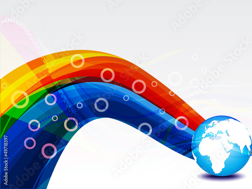 Vector: abstract colorful wave background with globe abstract colorful wave background with globe