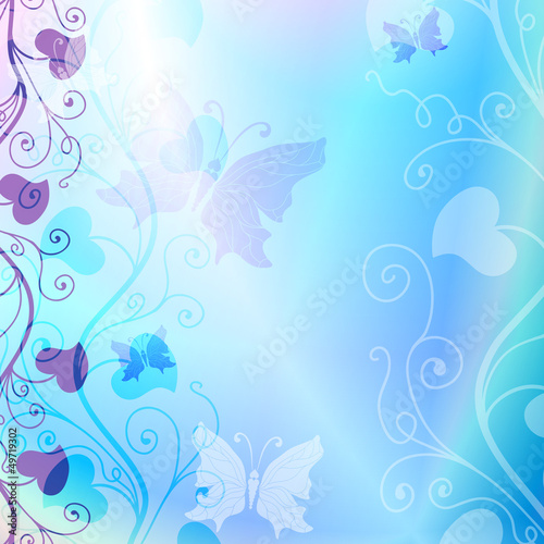 Vector: Gentle blue floral frame Gentle blue floral frame