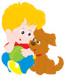Boy and puppy