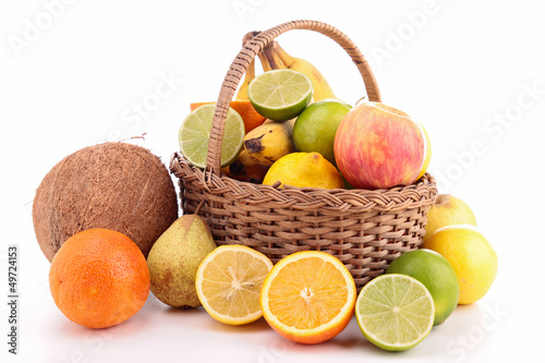 Photo: wicker basket with fruits wicker basket with fruits