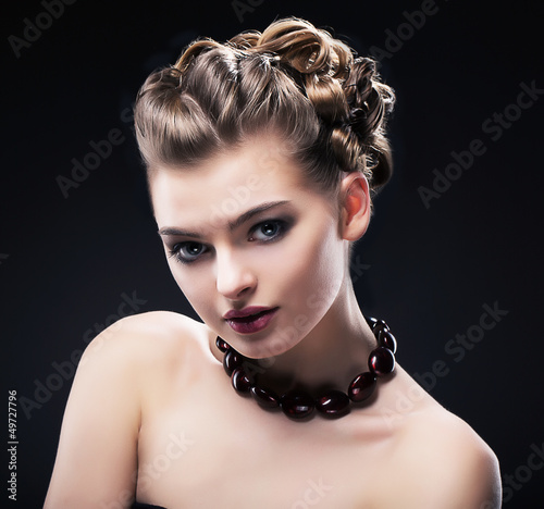 Photo: Luxury. Rich Noble Woman wearing Amber Necklace. Formal Party Luxury. Rich Noble Woman wearing Amber Necklace. Formal Party