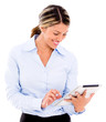 Woman using a tablet computer