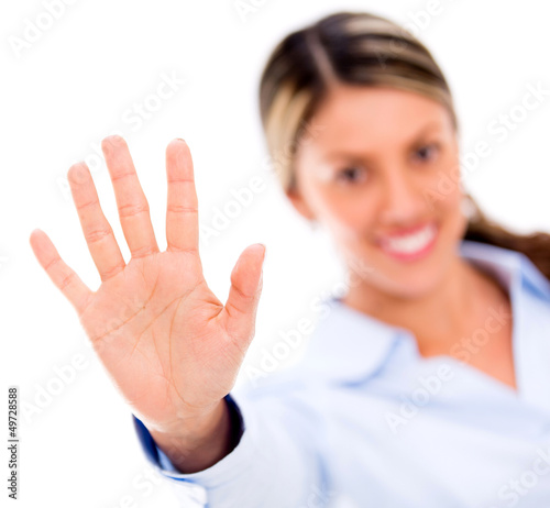 Photo: Businesswoman asking to stop Businesswoman asking to stop