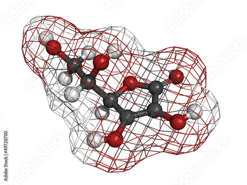 Illustration: Vitamin C (ascorbic acid) molecule Vitamin C (ascorbic acid) molecule